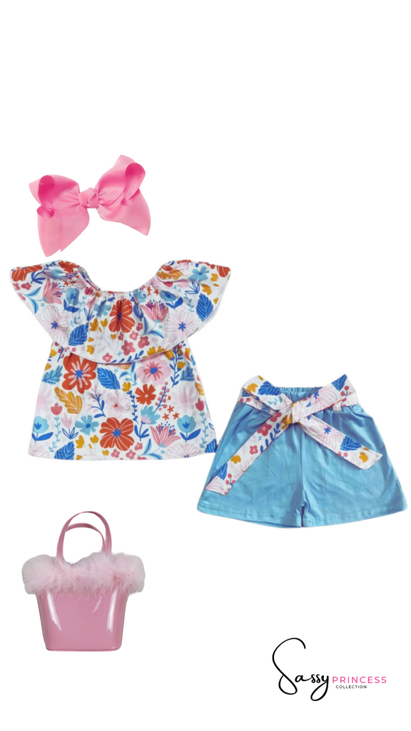 Sassy Blue Floral Short Set - Sassy Princess Collection