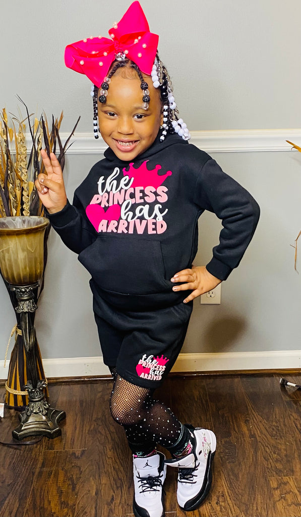 "The Princess Has Arrived"" Premium Hoodie short set - Sassy Princess Collection